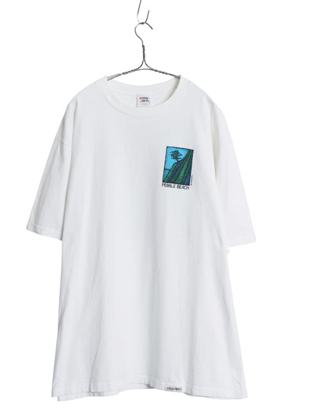 90s USA製 両面 アート イラスト プリント Tシャツ メンズ XL / オールド ゴルフ グラフィック 半袖Tシャツ シングルステッチ 大きいサイズ
