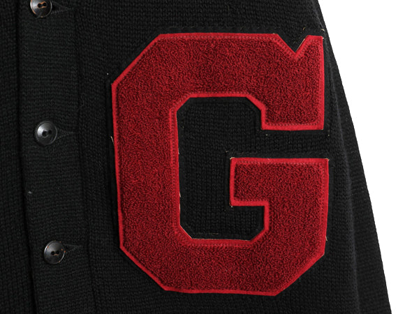 40s 50s ★ レタード ニット カーディガン メンズ S 程/ 古着 ヴィンテージ ウール アワード セーター カレッジ サガラ ワッペン付き 黒