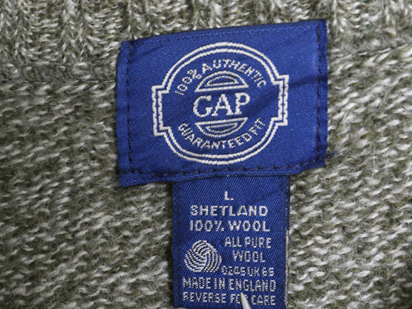 80s イギリス製 オールド ギャップ ニット セーター メンズ L 古着 ヴィンテージ 旧タグ シェットランド ウール 長袖ニット シンプル 無地