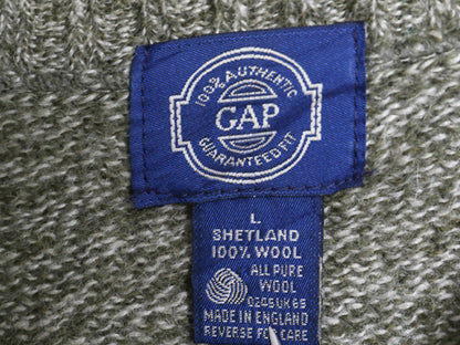 80s イギリス製 オールド ギャップ ニット セーター メンズ L 古着 ヴィンテージ 旧タグ シェットランド ウール 長袖ニット シンプル 無地