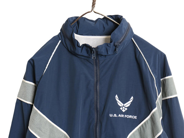 米軍実物 US AIR FORCE ナイロン トレーニング ジャケット MEDIUM SHORT / 2010年製 ミリタリー エアフォース 軍物 ジャンパー ブルゾン 青