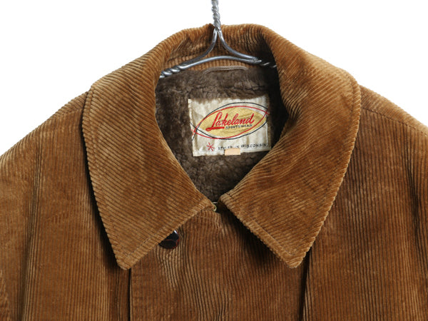 60s USA製 ★ Lakeland コーデュロイ ハーフ コート 42 メンズ L 程/ ヴィンテージ ダブルブレスト ジャケット 裏ボア パイル フリース 茶
