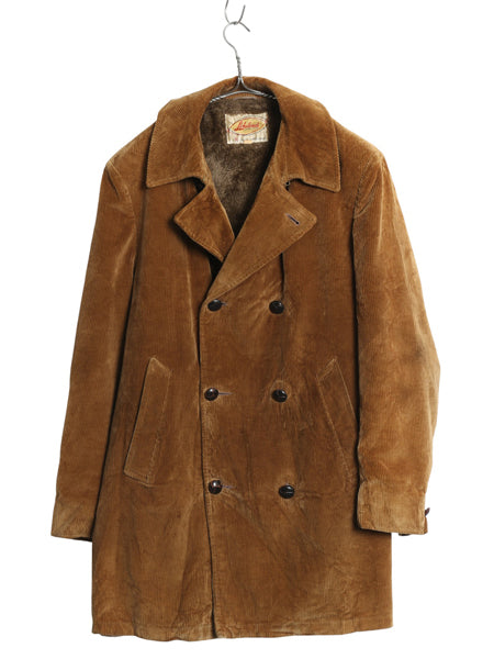 60s USA製 ★ Lakeland コーデュロイ ハーフ コート 42 メンズ L 程/ ヴィンテージ ダブルブレスト ジャケット 裏ボア パイル フリース 茶