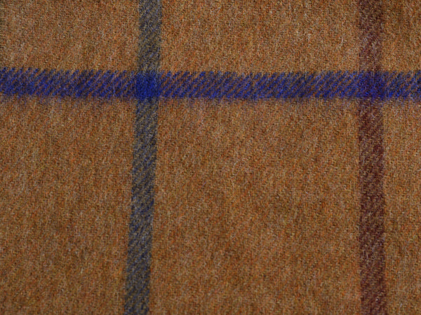 イギリス製  J CREW x MOON チェック メリノ ウール マフラー メンズ レディース / 古着 フリンジ付き 別注 モデル コラボ ブラウン 防寒