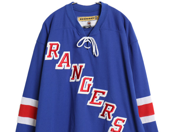 90s レンジャーズ メッシュ ホッケー ジャージ メンズ XL / オールド NHL オフィシャル アイスホッケー ユニフォーム ゲームシャツ 重ね着