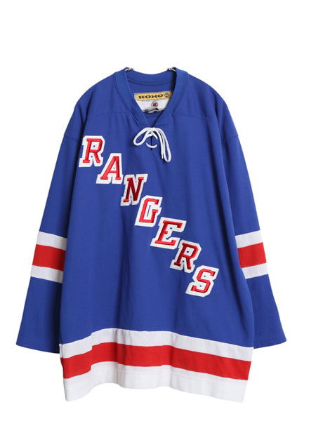 90s レンジャーズ メッシュ ホッケー ジャージ メンズ XL / オールド NHL オフィシャル アイスホッケー ユニフォーム ゲームシャツ 重ね着