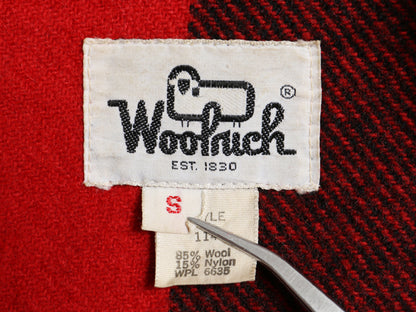 70s USA製 ウールリッチ ダブル マッキーノ ジャケット メンズ S 白タグ ヴィンテージ ハンティング ウール フルジップ ブロック チェック