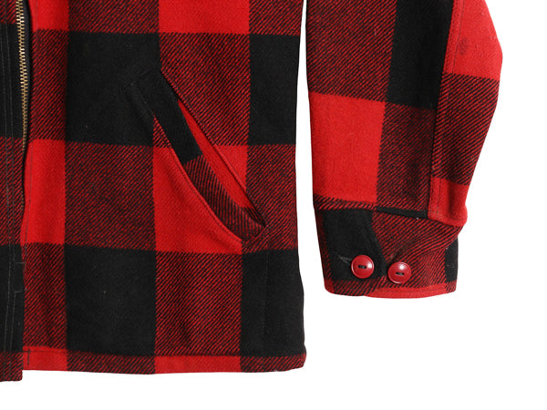 70s USA製 ウールリッチ ダブル マッキーノ ジャケット メンズ S 白タグ ヴィンテージ ハンティング ウール フルジップ ブロック チェック