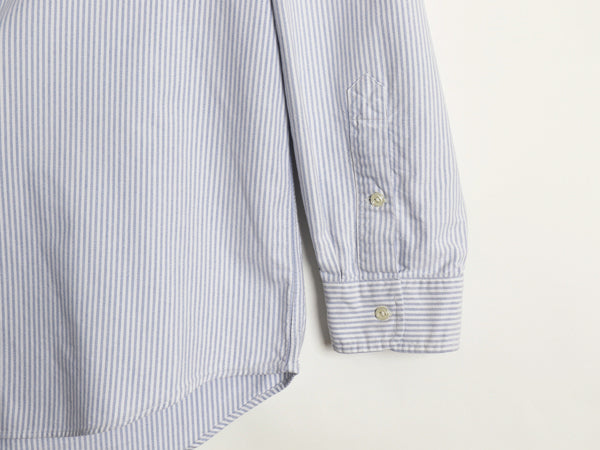 90s BIG SHIRT ラルフローレン ストライプ 長袖 ボタンダウン シャツ メンズ XL 古着 オールド ポロ オックスフォード 大きいサイズ 青 白