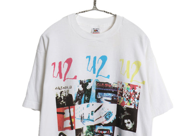 90s USA製 ★ U2 ZOO TV ツアー イラスト プリント Tシャツ メンズ XL / オールド 当時物 オフィシャル アクトンベイビー バンド ロック 白