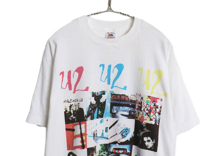 90s USA製 ★ U2 ZOO TV ツアー イラスト プリント Tシャツ メンズ XL / オールド 当時物 オフィシャル アクトンベイビー バンド ロック 白
