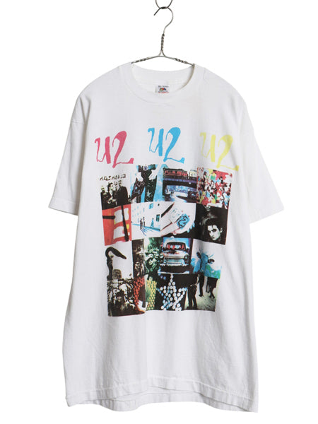 90s USA製 ★ U2 ZOO TV ツアー イラスト プリント Tシャツ メンズ XL / オールド 当時物 オフィシャル アクトンベイビー バンド ロック 白