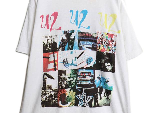 90s USA製 ★ U2 ZOO TV ツアー イラスト プリント Tシャツ メンズ XL / オールド 当時物 オフィシャル アクトンベイビー バンド ロック 白