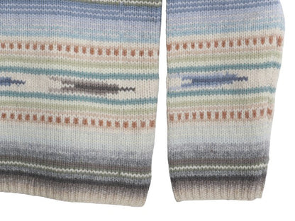 90s ローレン ラルフローレン ネイティブ ボーダー ニット セーター レディース S オールド ポロ ウール 手編み ハンドメイド ハイネック 