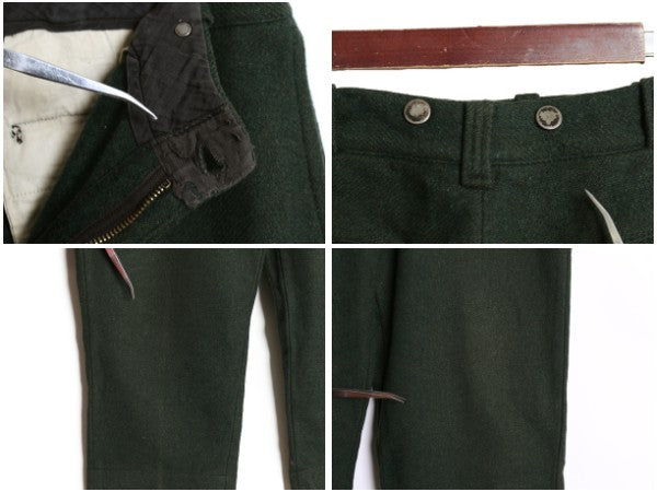 40s ★ ノータック ヘビー ウール パンツ メンズ 実寸 34 28 程/ 古着 ヴィンテージ コの字 ジッパーフライ ワイド ストレート トラウザー