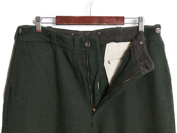 40s ★ ノータック ヘビー ウール パンツ メンズ 実寸 34 28 程/ 古着 ヴィンテージ コの字 ジッパーフライ ワイド ストレート トラウザー