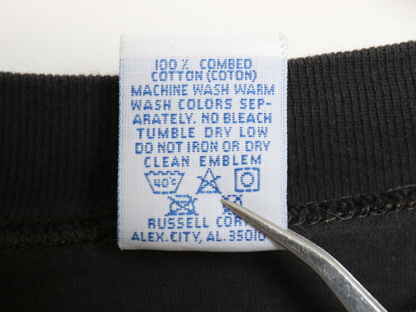 90s USA製 ラッセル モックネック 長袖Tシャツ メンズ XL 古着 オールド ロンT  無地 ヘビーウェイト コットン カットソー 大きいサイズ 黒