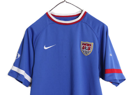 00s ナイキ アメリカ 代表 サッカー プラクティス シャツ メンズ M / 古着 オールド 当時物 フットボール トレーニング USA カットソー 青