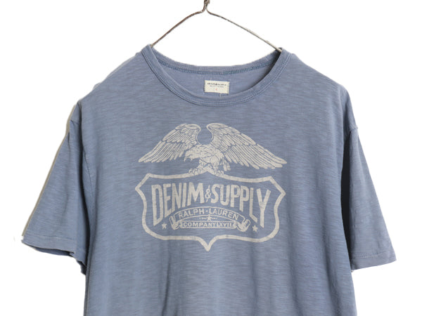 デニム&サプライ ラルフローレン プリント 半袖 Tシャツ メンズ L 古着 ポロ イーグル ミリタリー シングルステッチ カットソー カジュアル
