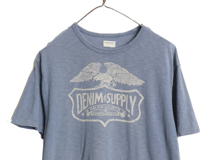 デニム&サプライ ラルフローレン プリント 半袖 Tシャツ メンズ L 古着 ポロ イーグル ミリタリー シングルステッチ カットソー カジュアル