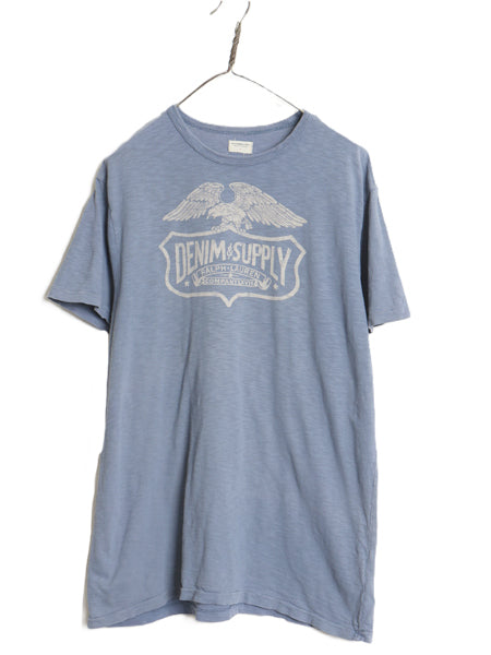 デニム&サプライ ラルフローレン プリント 半袖 Tシャツ メンズ L 古着 ポロ イーグル ミリタリー シングルステッチ カットソー カジュアル