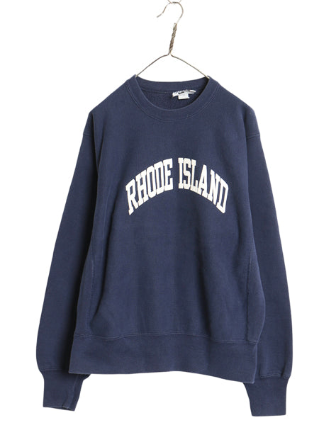 90s USA製 リー カレッジ プリント スウェット メンズ L / 古着 オールド ヘビーウェイト トレーナー 裏起毛 リバース タイプ シンプル 紺