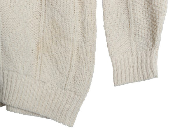 80s USA製 LAHMAR フィッシャーマン ニット カーディガン メンズ M 古着 ヴィンテージ アラン セーター 前開き 重ね着 アクリル ナチュラル