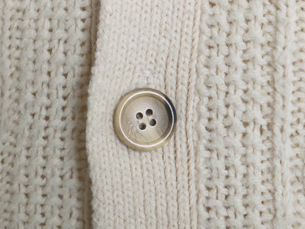 80s USA製 LAHMAR フィッシャーマン ニット カーディガン メンズ M 古着 ヴィンテージ アラン セーター 前開き 重ね着 アクリル ナチュラル