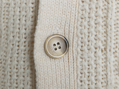 80s USA製 LAHMAR フィッシャーマン ニット カーディガン メンズ M 古着 ヴィンテージ アラン セーター 前開き 重ね着 アクリル ナチュラル