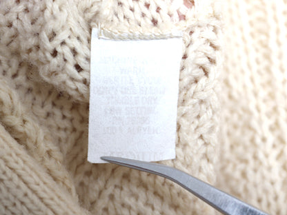 80s USA製 LAHMAR フィッシャーマン ニット カーディガン メンズ M 古着 ヴィンテージ アラン セーター 前開き 重ね着 アクリル ナチュラル