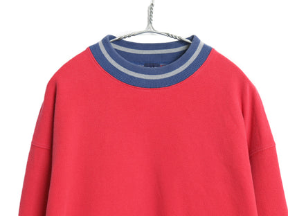 90s オールド ギャップ 鹿の子 トップス メンズ M / ロンT 長袖 Tシャツ ヘビーウェイト カットソー モックネック ゆったり リブライン 赤