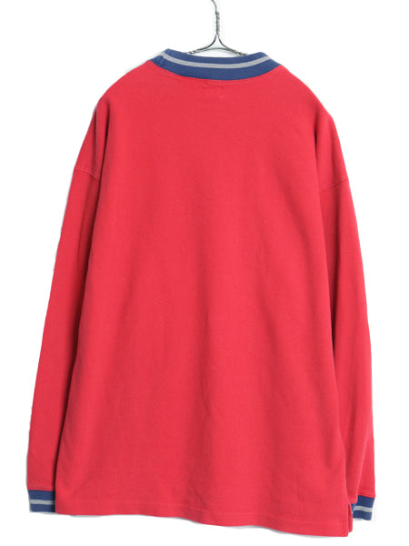 90s オールド ギャップ 鹿の子 トップス メンズ M / ロンT 長袖 Tシャツ ヘビーウェイト カットソー モックネック ゆったり リブライン 赤