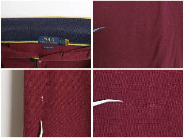 ポロ ラルフローレン 鹿の子 半袖 ポロシャツ メンズ XL / CUSTOM SLIM FIT ワンポイント ポニー 半袖シャツ ボックス エンジ 大きいサイズ