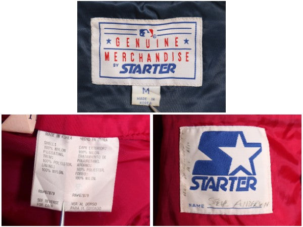 90's インディアンズ ナイロン サテン スタジャン メンズ M オールド MLB オフィシャル スターター ジャケット ブルゾン 大リーグ 当時物 