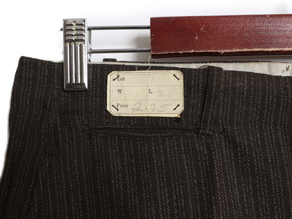 デッドストック 30s ★ ストライプ ワーク スラックス パンツ メンズ 31 28 / 新品 ヴィンテージ ウール コットン テーパード ボタンフライ