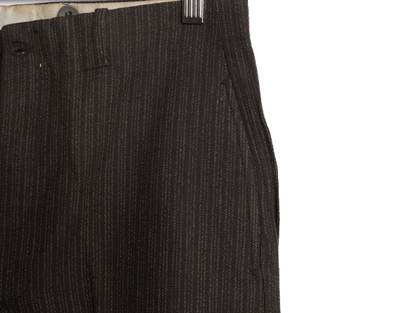 デッドストック 30s ★ ストライプ ワーク スラックス パンツ メンズ 31 28 / 新品 ヴィンテージ ウール コットン テーパード ボタンフライ