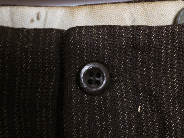 デッドストック 30s ★ ストライプ ワーク スラックス パンツ メンズ 31 28 / 新品 ヴィンテージ ウール コットン テーパード ボタンフライ