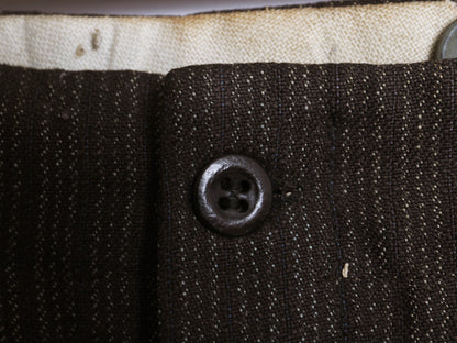 デッドストック 30s ★ ストライプ ワーク スラックス パンツ メンズ 31 28 / 新品 ヴィンテージ ウール コットン テーパード ボタンフライ