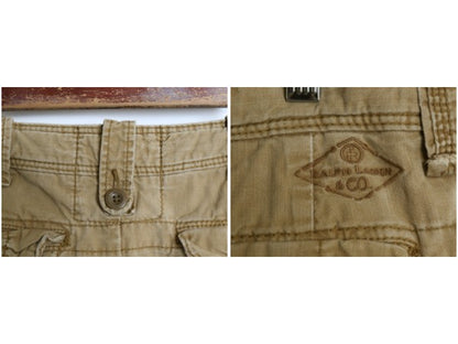 00s ポロ ラルフローレン カーゴ ショーツ メンズ 36 オールド ヴィンテージ 加工 ショートパンツ ヘリンボーン ミリタリー ノータック 茶