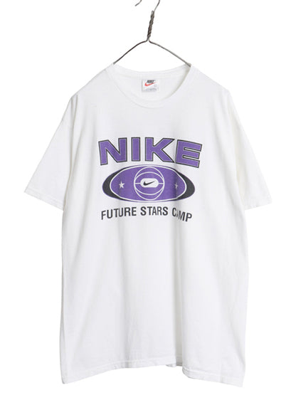 90s USA製 ナイキ 両面 プリント 半袖 Tシャツ メンズ L / オールド バスケ スウッシュ グラフィック カットソー ヘビーウェイト コットン