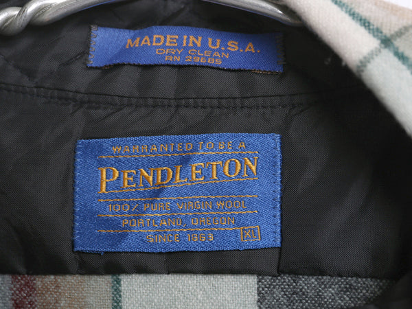90s USA製 ペンドルトン チェック 長袖 ウール シャツ メンズ XL / 古着 オールド エルボーパッチ ポケット付き マルチカラー 大きいサイズ