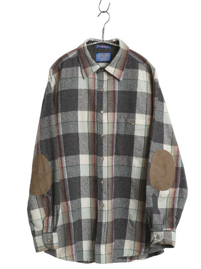 90s USA製 ペンドルトン チェック 長袖 ウール シャツ メンズ XL / 古着 オールド エルボーパッチ ポケット付き マルチカラー 大きいサイズ