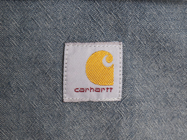 US企画 カーハート ボタンダウン 長袖 シャンブレー シャツ メンズ L / 古着 LOOSE FIT ワーク コットン ワンポイント ポケット付き ブルー