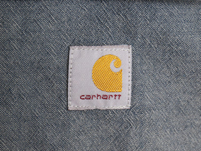 US企画 カーハート ボタンダウン 長袖 シャンブレー シャツ メンズ L / 古着 LOOSE FIT ワーク コットン ワンポイント ポケット付き ブルー