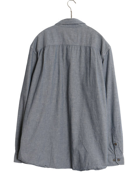 US企画 カーハート ボタンダウン 長袖 シャンブレー シャツ メンズ L / 古着 LOOSE FIT ワーク コットン ワンポイント ポケット付き ブルー