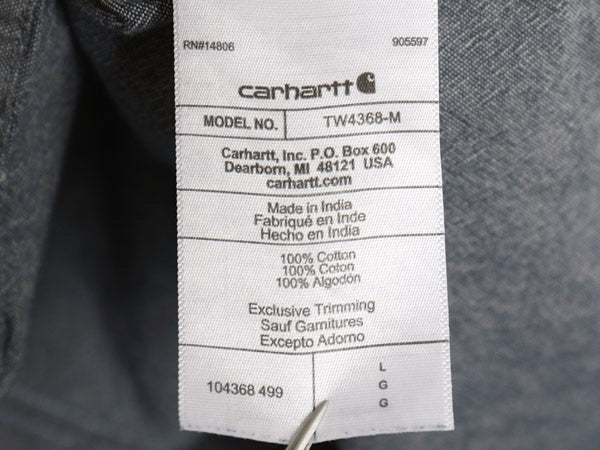 US企画 カーハート ボタンダウン 長袖 シャンブレー シャツ メンズ L / 古着 LOOSE FIT ワーク コットン ワンポイント ポケット付き ブルー