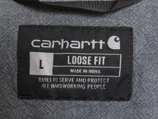 US企画 カーハート ボタンダウン 長袖 シャンブレー シャツ メンズ L / 古着 LOOSE FIT ワーク コットン ワンポイント ポケット付き ブルー