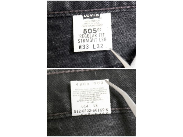 00s USA製 リーバイス 505 ブラック デニム パンツ メンズ 33 32 オールド ジーンズ ジーパン Gパン スリム ストレート ボトムス 黒 赤タブ