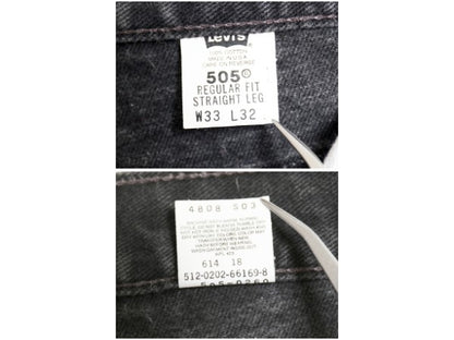 00s USA製 リーバイス 505 ブラック デニム パンツ メンズ 33 32 オールド ジーンズ ジーパン Gパン スリム ストレート ボトムス 黒 赤タブ