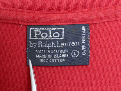 00s ポロ ラルフローレン ポケット付き 半袖 Tシャツ メンズ L 古着 オールド シングルステッチ ワンポイント ポニー 耳付き ポケT 無地 赤